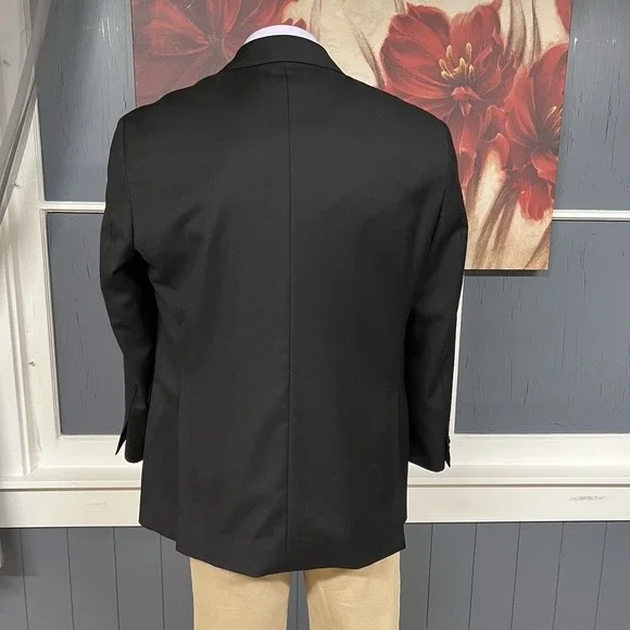 Hawes & Curtis Suit Mens 44S Short Slim Fit Wool Cuffed Pants 38x26 Black